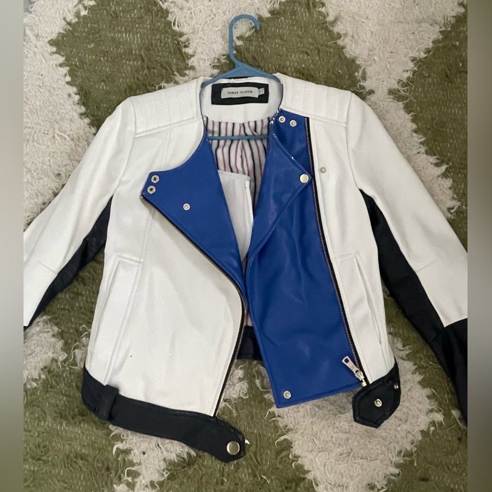 DISTRESSED THREE FLOOR VINTAGE FAUX LEATHER JACKET